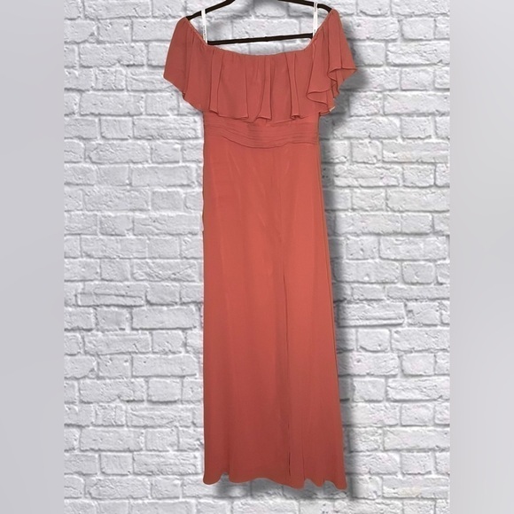 Ever-Pretty Chiffon Ruffle Off Shoulder Thigh Slit Dress - Picture 2 of 5